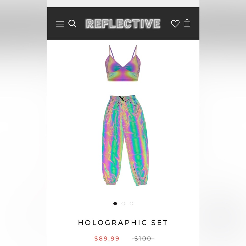 Holographic Top and Pant Set, Rave Festival EDM Gear *NWT*